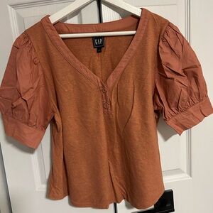 GAP Women's Rust Puff Sleeve Blouse